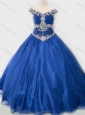 Popular Beaded Bodice Royal Blue Little Girl Pageant Dress in Organza