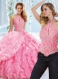 Cut Out Bust Beaded Bodice Detachable 15 Quinceanera Dress with Halter Top