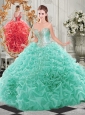 Discount Beaded and Ruffled Aqua Blue Sweet 16 Dress with Detachable Straps