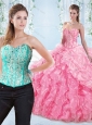 Discount Beaded Bodice Visible Boning Rose Pink Detachable Quinceanera Dresses