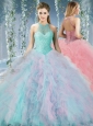 Discount Beaded Decorated Halter Top Rainbown Quinceanera Dress in Organza
