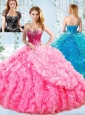 Visible Boning Big Puffy Detachable Quinceanera Dress with Ruffles and Beading