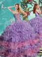 Classical Really Puffy Lavender Quinceanera Dress with Beading and Ruffles