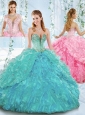 Deep V Neckline Detachable Quinceanera Skirts with Beading and Ruffles