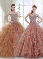 Discount Applique and Ruffled Detachable Quinceanera Dress with Beaded Bodice