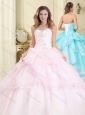Discount Organza Baby Pink Quinceanera Dress with Appliques and Ruffles
