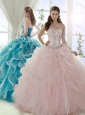 Discount Visible Boning Beaded Detachable Quinceanera Skirts in Baby Pink