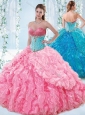 Exquisite Rose Pink Detachable Quinceanera Skirts with Beading and Ruffles