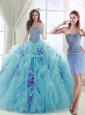Latest Brush Train Detachable Quinceanera Skirts in Light Blue and Lavender