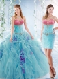 Latest Ruffled and Beaded Detachable Quinceanera Skirts in Aquamarine