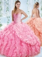 New Style Organze Beaded Rose Detachable Quinceanera Skirts with Detachable Straps