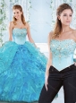 Popular Big Puffy Organza Detachable Sweet 16 Quinceanera Dress with Beading and Ruffles