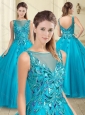 Popular See Through Tulle Bateau Sweet 16 Quinceanera Dress with Sequins