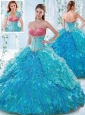 Unique Beaded Bodice and Ruffled Sweetheart Detachable Quinceanera Dress