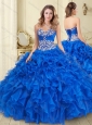 Unique Big Puffy Blue Quinceanera Dress with Beading and Ruffles