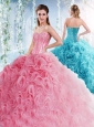 Visible Boning Beaded Bodice Detachable Quinceanera Skirts in Rolling Flowers