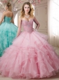 Cheap Really Puffy Beaded and Ruffled Baby Pink Perfect Quinceanera Dress