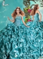 Exclusive Visible Boning Bubble and Beaded Teal Quinceanera Dress in Taffeta