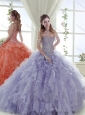 Popular Organza Sweetheart Lavender Perfect Quinceanera Dress with Beading and Ruffles
