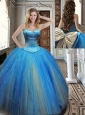 Romantic Big Puffy Rainbow Colored Perfect Quinceanera Dress with Beading and Bowknot