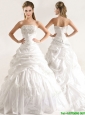 2016 Beautiful A Line Beaded and Ruffled Wedding Dresses with Taffeta