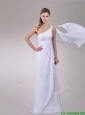 2016 Classical Chiffon Watteau Train One Shoulder Wedding Dress with Beading