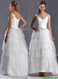 2016 Romantic Straps Princess Tulle Beaded Wedding Dress with Brush Train