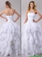 Modest A Line Strapless Ruffled Wedding Dress in Chiffon