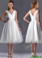 New Style A Line V Neck Hand Crafted Wedding Dress in Tulle