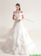 Beautiful A Line Off the Shoulder Wedding Dresses with Beading and Ruffles