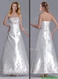 Beautiful A Line Strapless Beaded and Embroidered Wedding Dress in Taffeta
