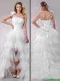 Popular High Low Beaded and Ruffled Wedding Dress with Detachable Skirts