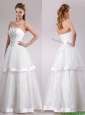 Popular Strapless A Line Beaded Long Wedding Dress in Tulle