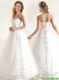 Popular A-line Organza Wedding Dresses with Handle Made Flower and Ruching