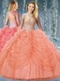 Classical Beaded and Bubble Big Puffy Organza 15 Quinceanera Dress in Orange Red