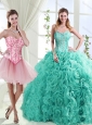 Visible Boning Rolling Flowers Detachable Quinceanera Skirt with Beading