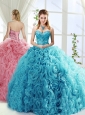 Artistic Rolling Flowers Brush Train Popular  Quinceanera Gowns with Beading