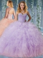 Discount Beaded and Ruffled Quinceanera Dress with Detachable Straps
