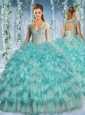 New Arrival Deep V Neck Big Puffy Quinceanera Dress with Beaded Decorated Cap Sleeves