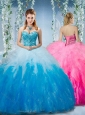 Unique Gradient Color Big Puffy Quinceanera Dress with Beading and Ruffles
