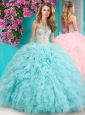 Feminine Really Puffy Floor Length 15 Quinceanera Dress with Beading and Ruffles
