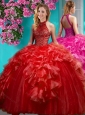 Gorgeous Beaded and Ruffled Quinceanera Dress with Halter Top