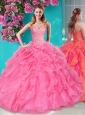 Lovely Beaded and Ruffles Sweetheart 15 Quinceanera Dress in Big Puffy