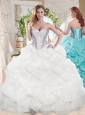 Discount Ball Gown Sweetheart Organza Beading and Bubbles Quinceanera Dress in White