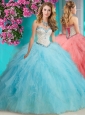 Discount Beaded and Ruffled Organza Quinceanera Gown with Big Puffy