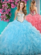 New Arrival Really Puffy Light Blue Quinceanera Gown with Beading and Ruffles