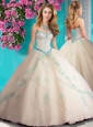 Elegant Beaded and Applique Tulle Quinceanera Dress in Champagne