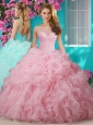 Popular Beaded and Ruffled Big Puffy Quinceanera Gown with See Through Scoop