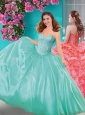 Popular Really Puffy Beaded and Ruffled Quinceanera Dress with Floor Length