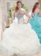Unique White Ball Gowns Beaded and Bubbles Quinceanera Dress with Sweetheart